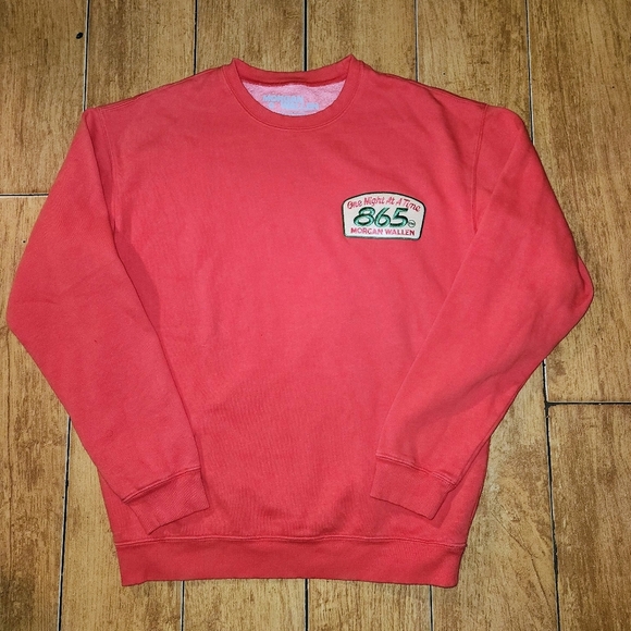 Morgan Wallen One Night At A Time Concert Merch Crewneck Sweatshirt Coral Red S - Picture 2 of 11